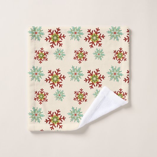 Retro Kerstmis verleden patroon Bad Handdoek (Wasdoekje)