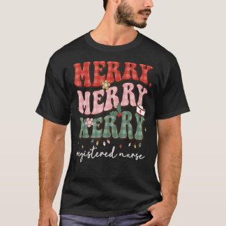 Retro Kerstmis Verpleegster Blij Geregistreerde Ve T-shirt