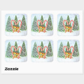 Retro kerstmis vierkante sticker (Vel)