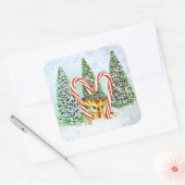 Retro kerstmis vierkante sticker (Envelop)