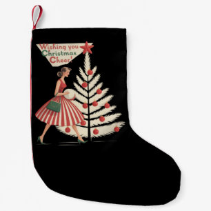 Retro Kerstmis Vintage 50s Vakantie 1950s Dame  Kleine Kerstsok