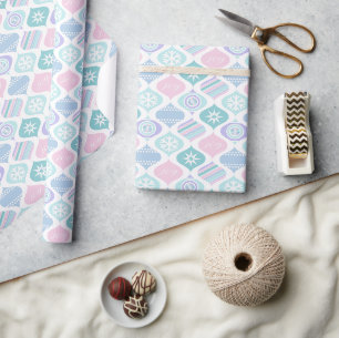 Retro Kerstmis Winter Pastel Cadeaupapier