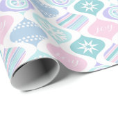 Retro Kerstmis Winter Pastel Cadeaupapier (Rol Hoek)