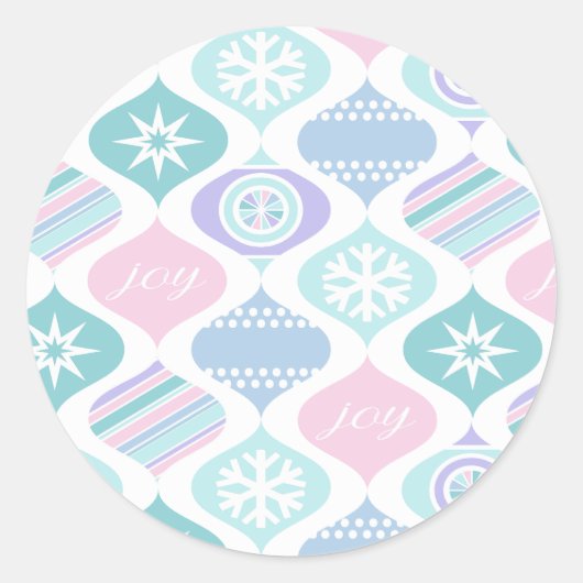 Retro Kerstmis Winter Pastel Ronde Sticker (Voorkant)