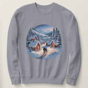 Retro Kerstmis Winterdorp Sweatshirt ,90s