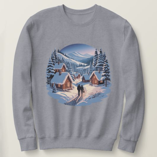 Retro Kerstmis Winterdorp Sweatshirt ,90s (Design voorkant)