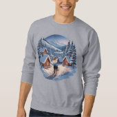 Retro Kerstmis Winterdorp Sweatshirt ,90s (Voorkant)