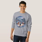 Retro Kerstmis Winterdorp Sweatshirt ,90s (Voorkant volledig)