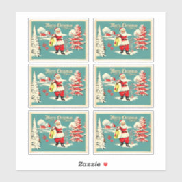 Retro Kerstmis Wonderland Kerstkaart Sticker