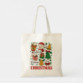 Retro Kerstmis Xmas Doodles Tote Bag (Achterkant)