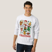 Retro Kerstmis Xmas Doodles Trui (Voorkant volledig)