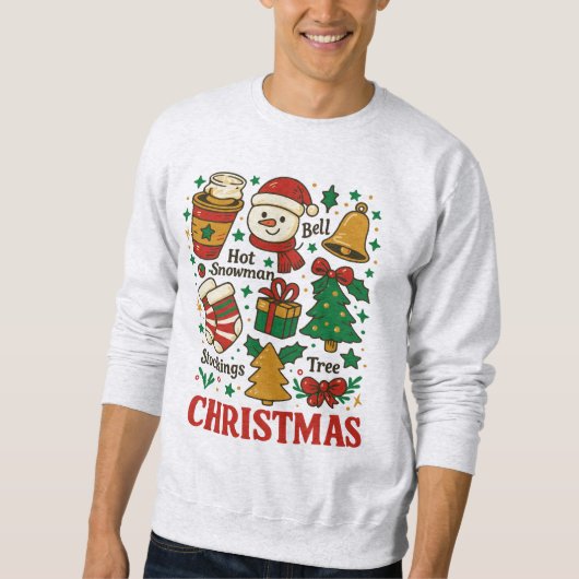 Retro Kerstmis Xmas Doodles Trui (Voorkant)