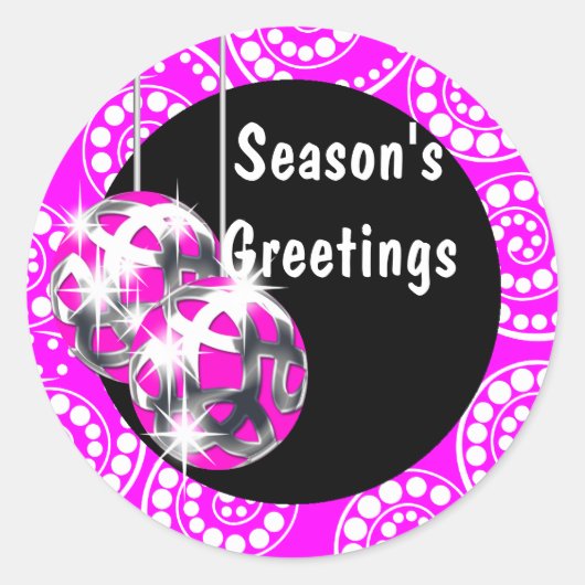 Retro Kerstmis zakelijke familie PERSONALISEREN Ronde Sticker (Voorkant)