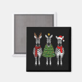 Retro Kerstmis Zebra Kerstman Rendier Safari Dier Magneet (Voorkant / Achterkant)