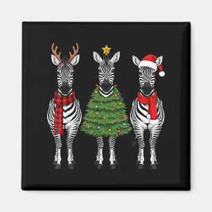 Retro Kerstmis Zebra Kerstman Rendier Safari Dier Magneet