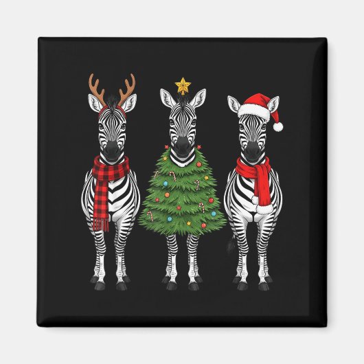 Retro Kerstmis Zebra Kerstman Rendier Safari Dier Magneet (Voorkant)