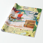 RETRO KERSTMISILLUSTRATIE IWrapping Papier (Uitgerold)