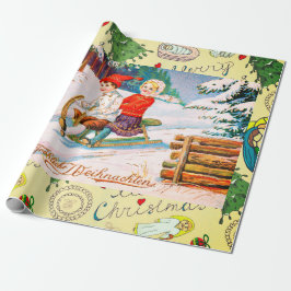 RETRO KERSTMISILLUSTRATIE IWrapping Papier
