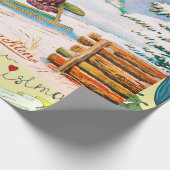 RETRO KERSTMISILLUSTRATIE IWrapping Papier (Hoek)