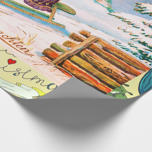 RETRO KERSTMISILLUSTRATIE IWrapping Papier (Hoek)