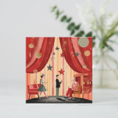 Retro Kerstmisillustratie met mensen Kaart (Staand voorkant)