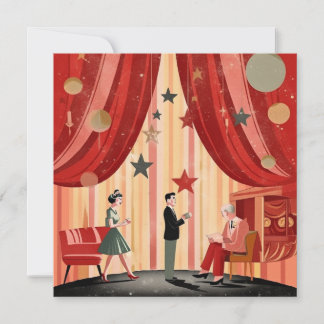 Retro Kerstmisillustratie met mensen Kaart