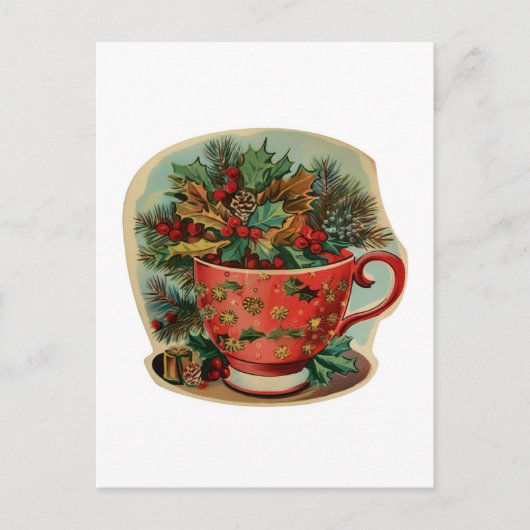 Retro Kerstmug Stilleven Briefkaart (Voorkant)