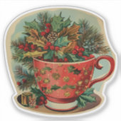 Retro Kerstmug Stilleven Sticker (Voorkant)