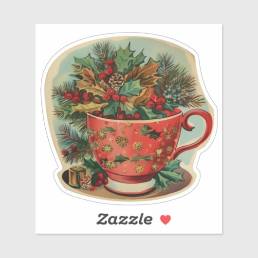 Retro Kerstmug Stilleven Sticker (Vel)