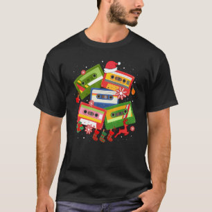 Retro kerstmuziek Cassettebandjes voor mannen T-shirt