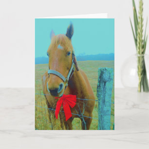 retro kerstpaard feestdagen kaart