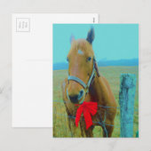 retro kerstpaard feestdagenkaart (Voorkant / Achterkant)