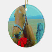 retro kerstpaard keramisch ornament (Links)