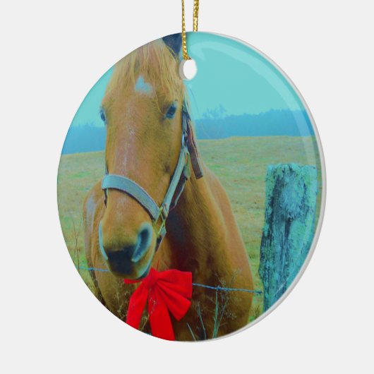 retro kerstpaard keramisch ornament (Links)