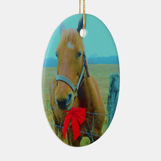 retro kerstpaard keramisch ornament (Rechts)