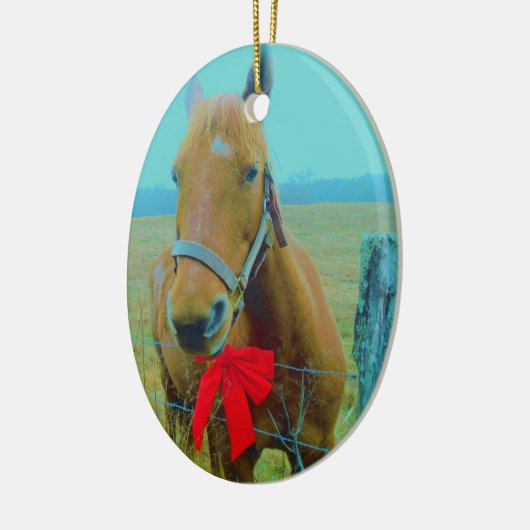 retro kerstpaard keramisch ornament (Links)