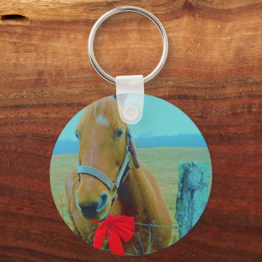 retro kerstpaard sleutelhanger (Voorkant)