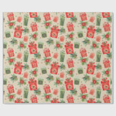 Retro kerstpakketten Vrolijk kerstfeest Cadeaupapier (Vlak)