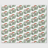 Retro kerstpannen cadeaupapier (Vlak)