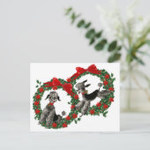 Retro-kerstpannen in Wreaten Feestdagenkaart (Staand voorkant)