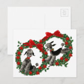 Retro-kerstpannen in Wreaten Feestdagenkaart (Voorkant / Achterkant)