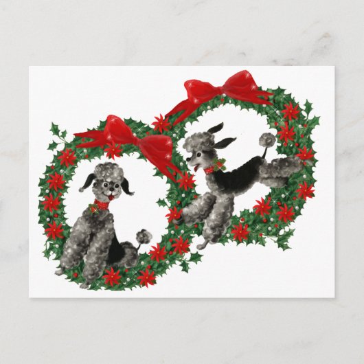 Retro-kerstpannen in Wreaten Feestdagenkaart (Voorkant)