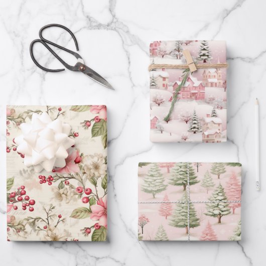 Retro-kerstpapier Inpakpapier Vel (Voorkant)