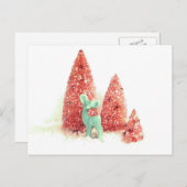 Retro kerstpas feestdagenkaart (Voorkant / Achterkant)