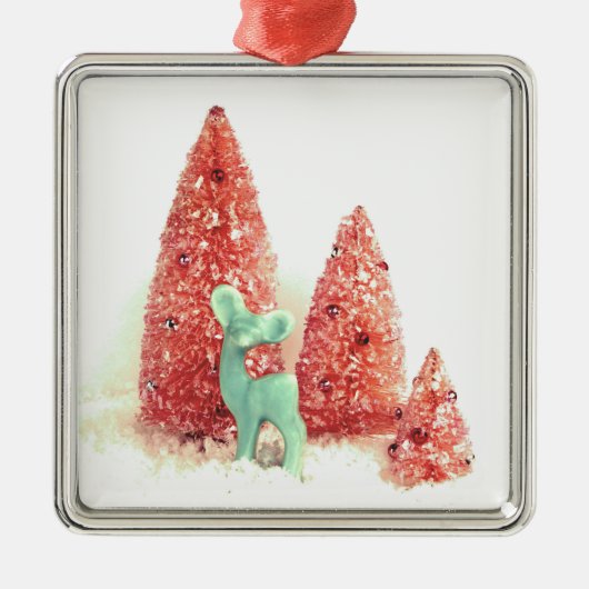 Retro kerstpas metalen ornament (Voorkant)