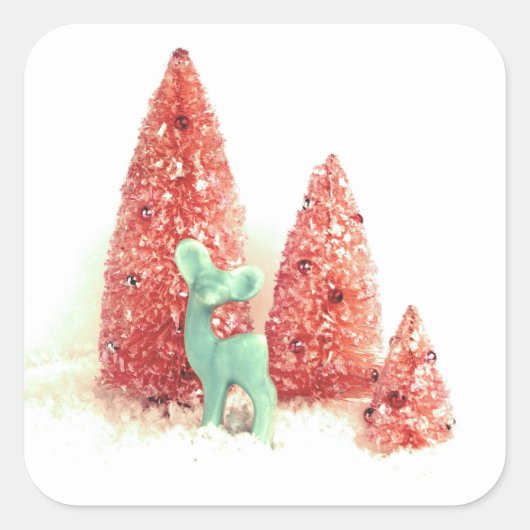 Retro kerstpas vierkante sticker (Voorkant)