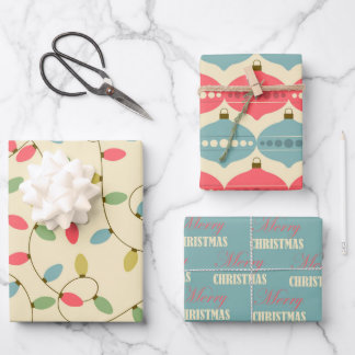 Retro kerstpastel 50s verlooppapier inpakpapier vel