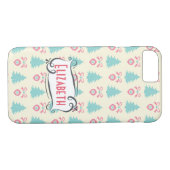 Retro kerstpatroon met Bomen Baubles & Bows Case-Mate iPhone Case (Achterkant (Horizontaal))