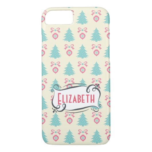 Retro kerstpatroon met Bomen Baubles & Bows Case-Mate iPhone Case (Achterkant)