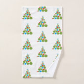 Retro kerstpatroonboom: rood groen blauw bad handdoek (Handdoek)
